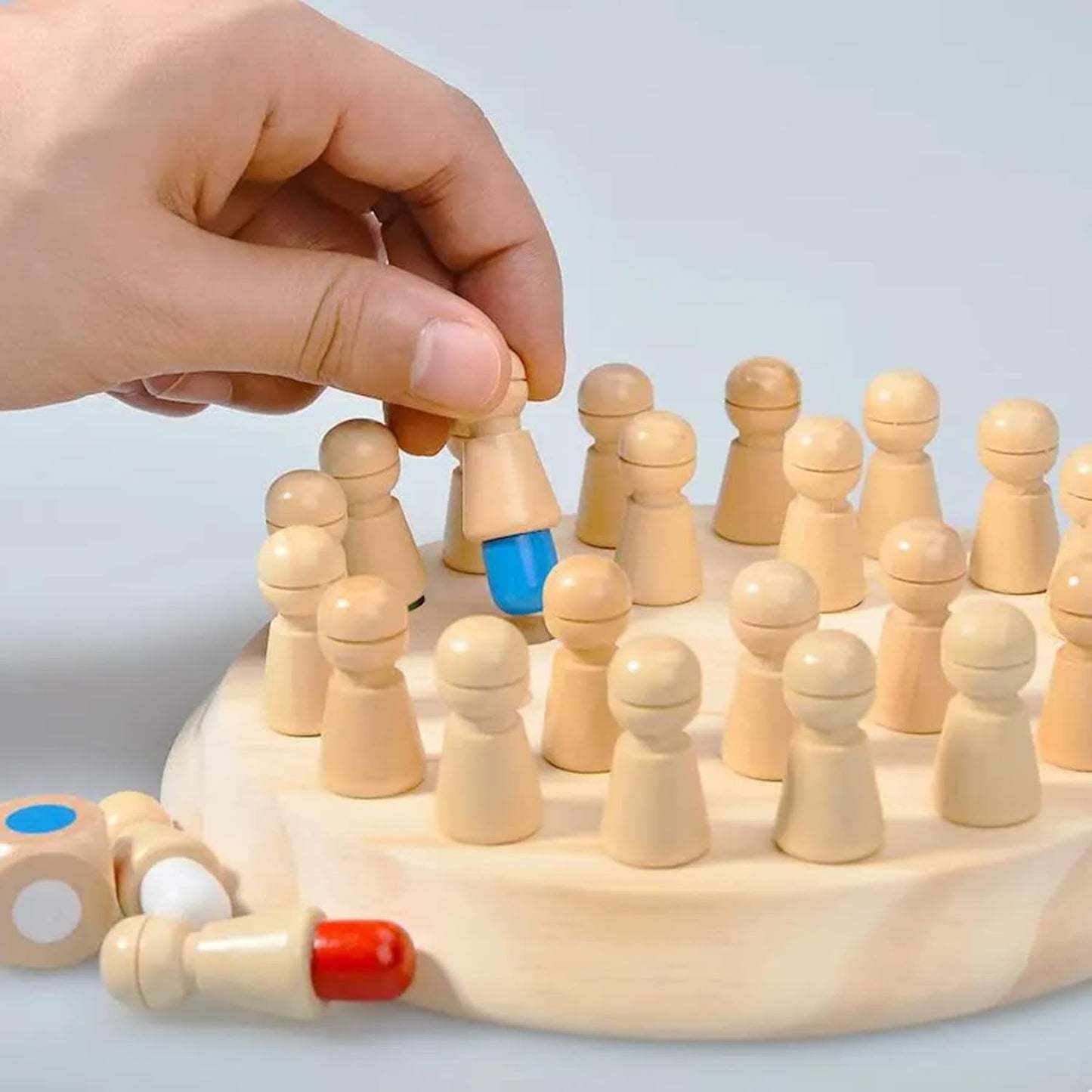 Wooden memory chess game