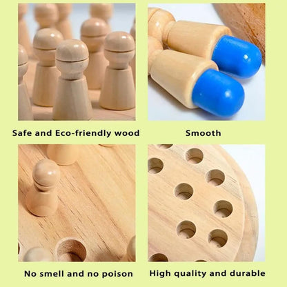 Wooden memory chess game