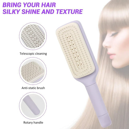 SheFeel 4-in-1 GlidePro™ Self-Cleaning Anti-Static Hairbrush