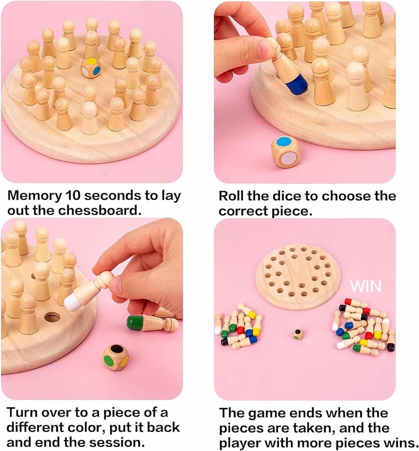 Wooden memory chess game